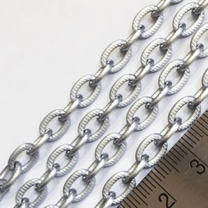 16 ft Large Aluminum corrugated oval chain 8.5x6mm matte silver color, bulk aluminum chain 5meter image 1