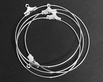 Bulk 100 pcs  silver plated brass beading hoops 40mm, Bulk silver beading hoop 40mm