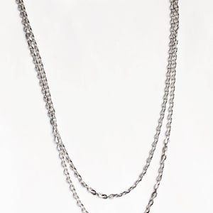 10 strands  31 inch antique silver flat oval necklace chain with clasp