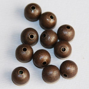 50 pcs  Anitque copper round brush beads 8mm