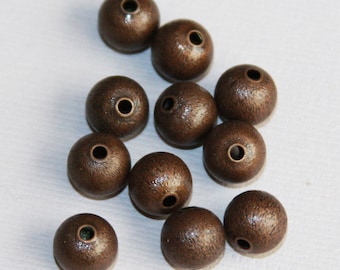 Bulk 250 pcs  Anitque copper round brush beads 8mm