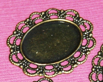 10 pcs  antique brass Cabochon setting 23x28mm