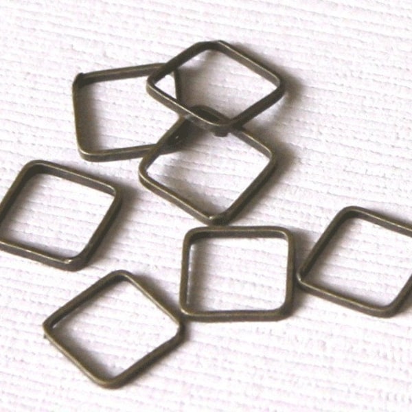 100pcs  Antiqued brass square links 8mm