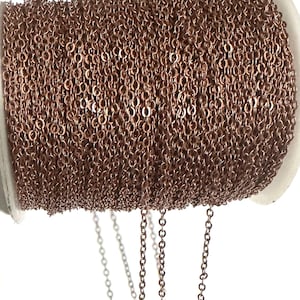 100 ft spool  Antiqued Copper Tiny Flat Soldered Cable Chain 2mm