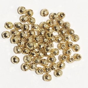 100 Gold Tone Faceted Round Beads: 4mm Alloy Spacer Beads