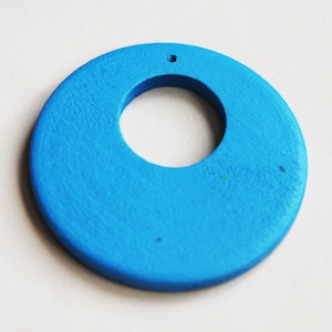 10pcs  Wood flat round beads 49mm with hole Turquoise Blue