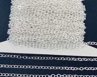 32 fots spole Silverpläterad kedja Platt kabelkedja 3 x 3 mm