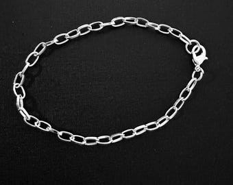 Bulk Silver Plated Chain Bracelet with Lobster Clasp - 8 Inch, 20 Pcs