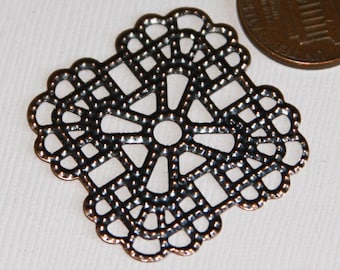 Schütte 100 Stück Antiqued kupfer quadrat filigran finden 36 mm
