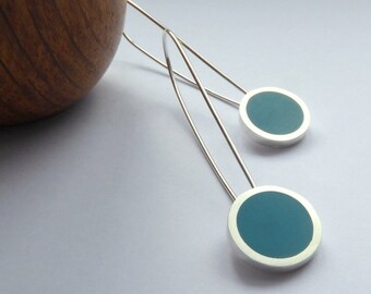 Blaue Tropfen Ohrringe: Sterling Silber Minimalist Style