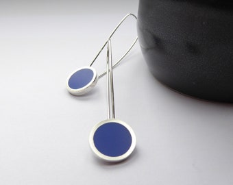Runde Saphir Blaue Harz Ohrringe: Pop Lange Tropfen