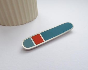 Minimalist Blau und Orange Handmade Pin - Loop Gestreifte Bar Brosche