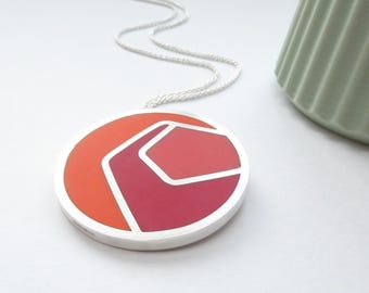 Große Rote Rose Sterling Silber Statement Anhänger - Moderner Blumenschmuck