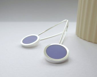 Lilac Resin Earrings: Sterling Silver Minimalist Style - Pop Long Drops