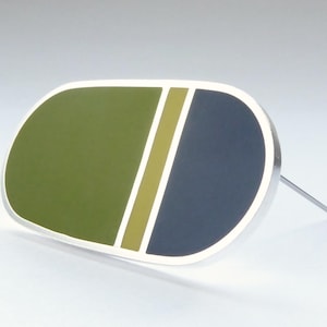 Minimalist Green, Yellow and Blue Handmade Pin - Loop Brooch