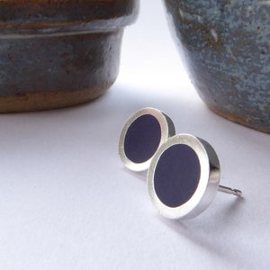 Ink Blue Minimalist Stud Earrings for Everyday - Pop Small Studs