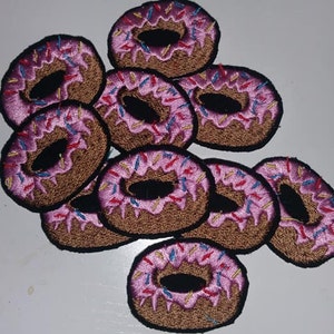 TINY Donut Embroidered Iron On Patch image 1