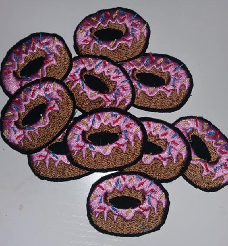TINY Donut Embroidered Iron On Patch image 1