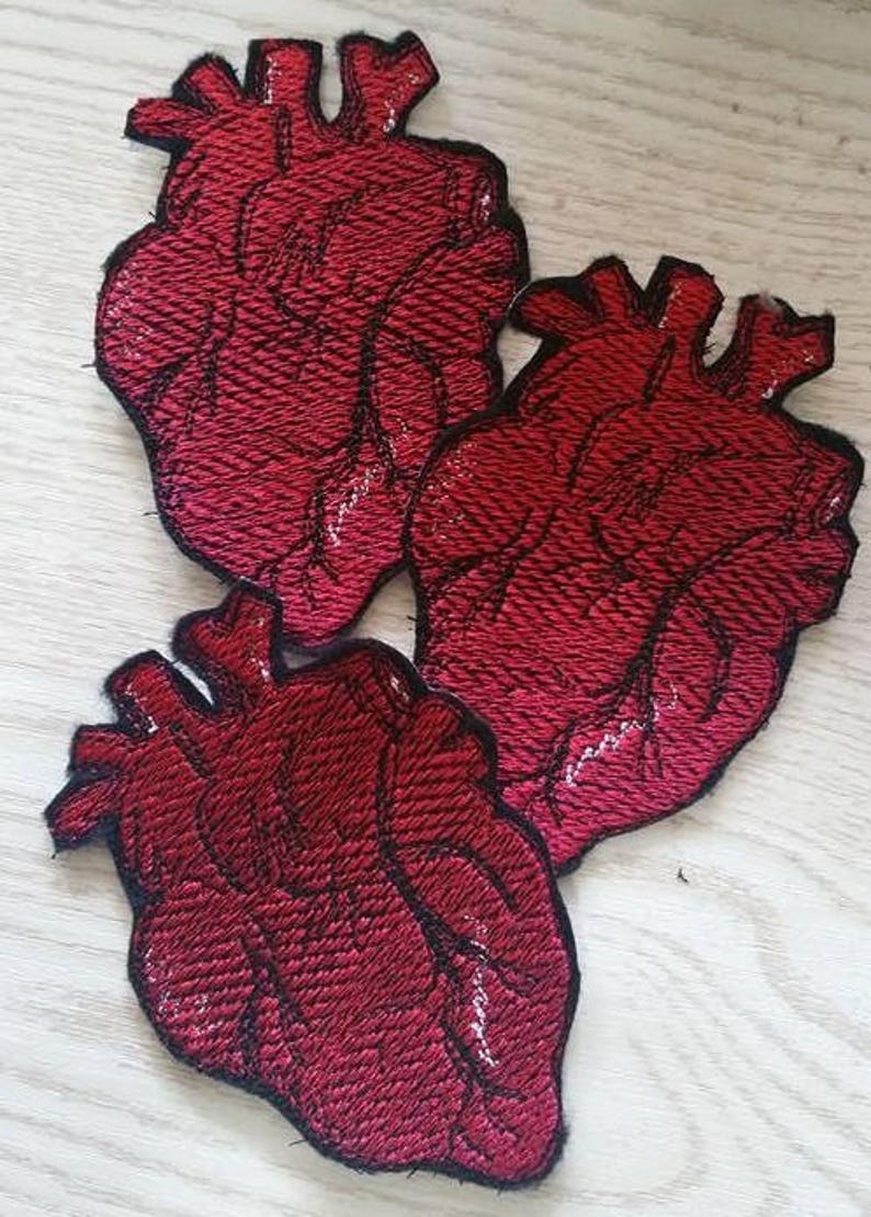 Realistic Human Heart Embroidered Iron On Patch Etsy Uk