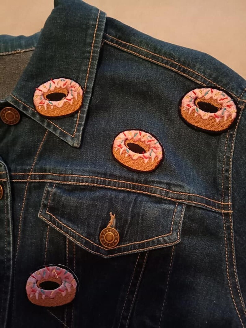 TINY Donut Embroidered Iron On Patch image 4