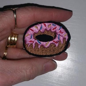 TINY Donut Embroidered Iron On Patch image 3