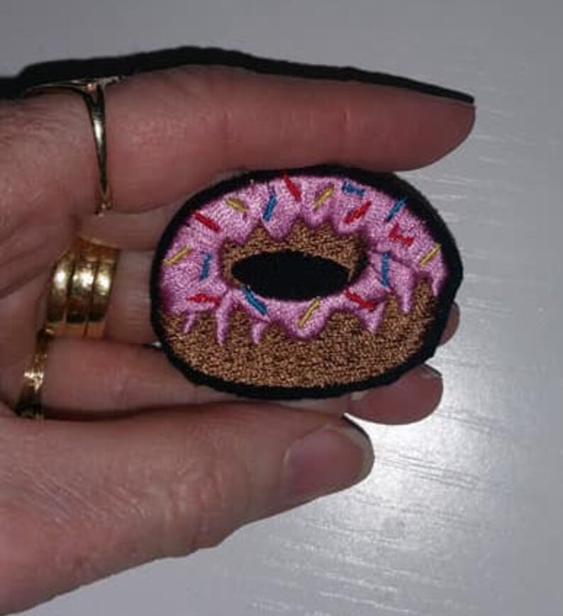 TINY Donut Embroidered Iron On Patch image 3