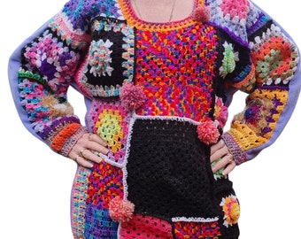 Crochet Jumper, with Fleece Back, Totally Original by Letzrock Designs Australia, Size 10/12