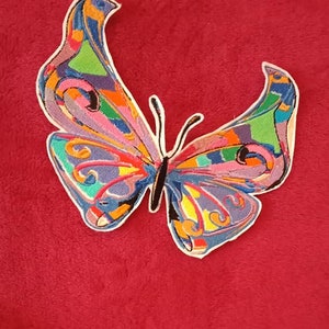 Rainbow Butterfly, Large, Fully  Embroidered, Stunning,   Iron On Patch
