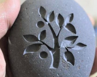 Personalized wedding, anniversary gift for couple - TREE OF LIFE Wedding oathing stone - Double sided engraved stone