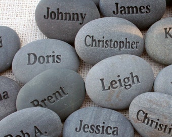 Personalized gifts for party, family reunion, corporate or business event  - engraved name stones - set of 1 to 10