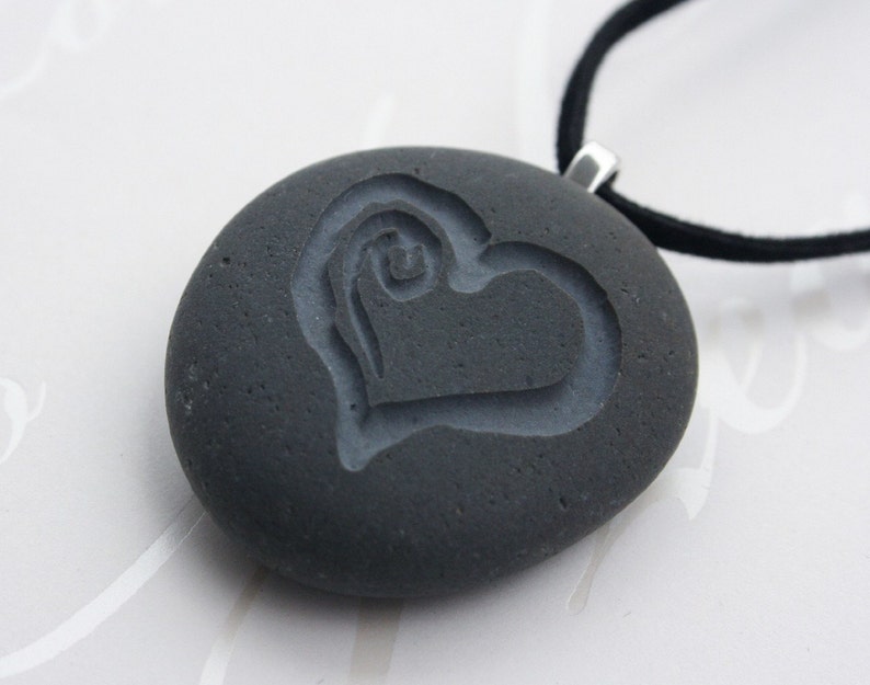 MY HEART necklace Double Sided Engraved pebble necklace Etsy