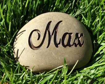 Personalized Pet Memorial Name Stone - Small palm size engraved garden stone