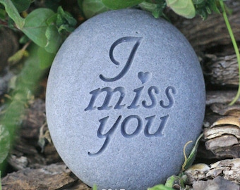 I miss you - engraved beach stone by sjEngraving