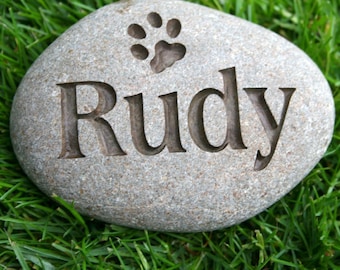 Personalized Pet Memorial Stone  - Pet memorial gift - Natural River Rock Memorial