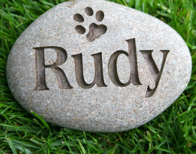 Personalized Pet Memorial Stone Pet memorial gift Natural River Rock Memorial image 1