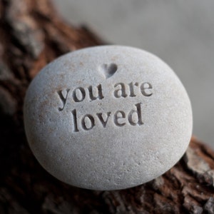 You are loved - engraved message beach pebble by sjEngraving