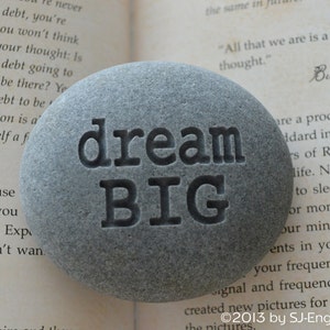 Dream BIG - Engraved Inspirational Stone - Stone Paperweight - Etsy