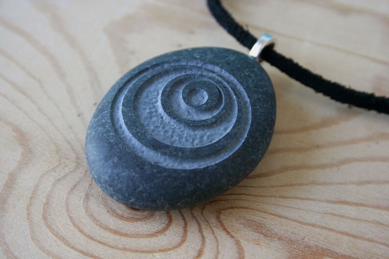 jewelry crop circle engraved stone necklace Etsy