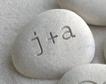 Petite love stone - you plus me personalized initials pebble - Gift for couple