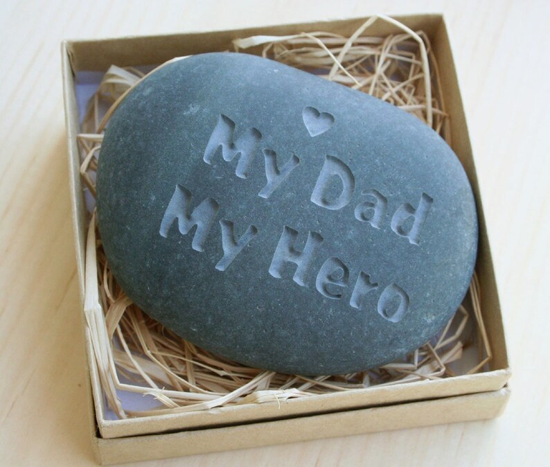 Gift for Father Dad My Dad My Hero Engraved stone Etsy