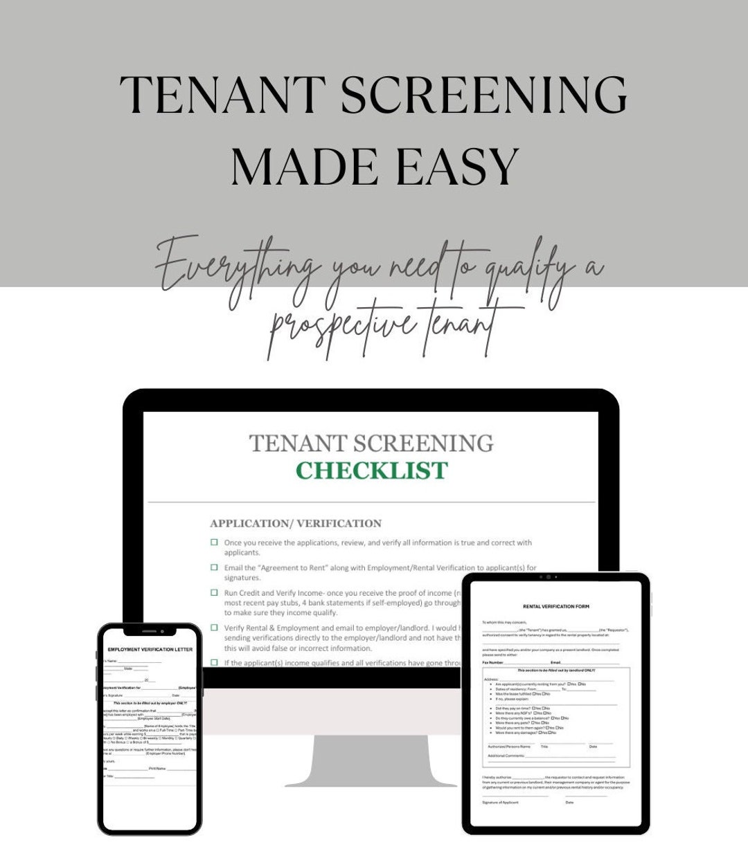 Tenant Screening Checklist, Property Management, Rental Application, Tenant Application ...