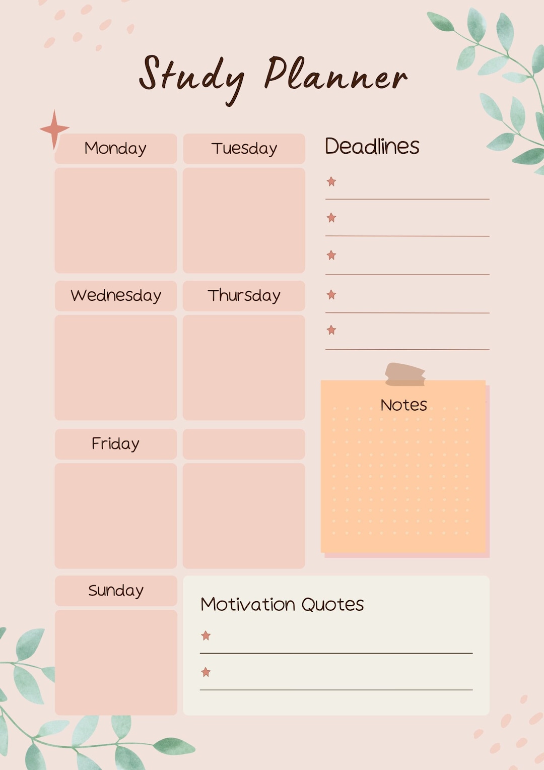 Digital Study Planner (downloadable) - Etsy