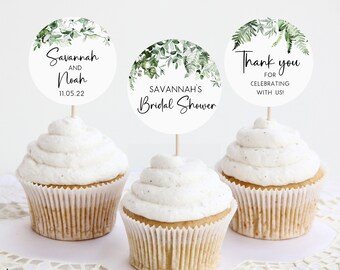 Printable Cupcake Tags - 3 Sayings, you can edit all wording - Great for weddings & more - Ivy Greenery - Cupcake Topper Template