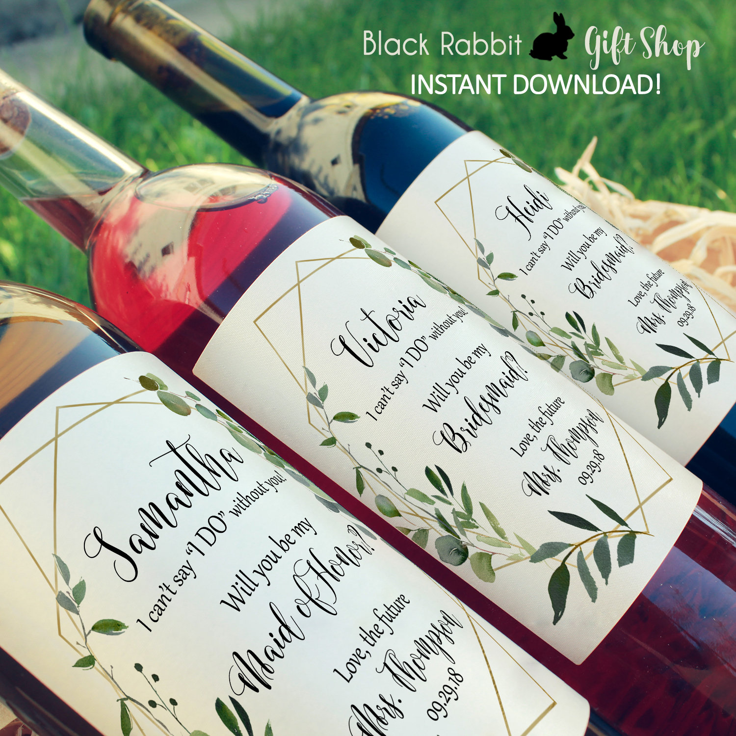 Printable Wine Bottles Stickers Editable Digital File Etsy