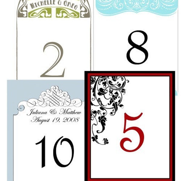 Table Numbers for Wedding Reception