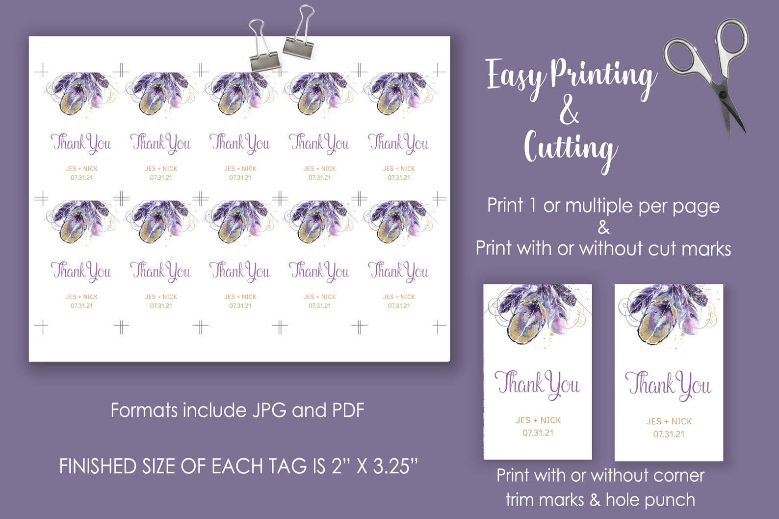 Printable Feather Hang Tags Digital Download Editable Tags - Etsy