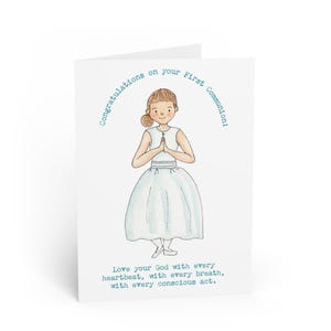 First Communion Girl Greeting Card 1st Communion Present For A Girl in Her Holy Communion Gift Sacrament Holy Spirit Congratulations Card