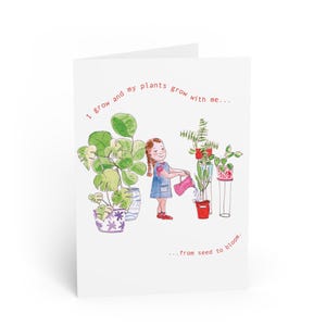 From Seed to Bloom Greeting Card, Gift for a friend, Portrait Rectangular Card 6.9" x 4.9" based on Original Watercolour Illustration