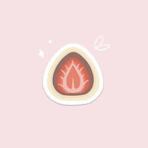 Autocollant mignon de Daifuku de haricot rouge de <br> Profitez-en ! Desserts asiatiques, mochi, nourriture, kawaii, autocollants en vinyle pour ordinateur portable, journal, bouteille d'eau