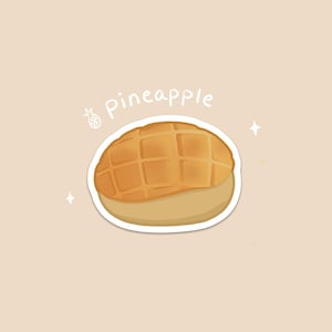Cute Chinese Pineapple Bun Sticker | Bakery, Food Stickers, Kawaii, Paper & Vinyl Stickers for Laptop, Journal, Water Bottle
